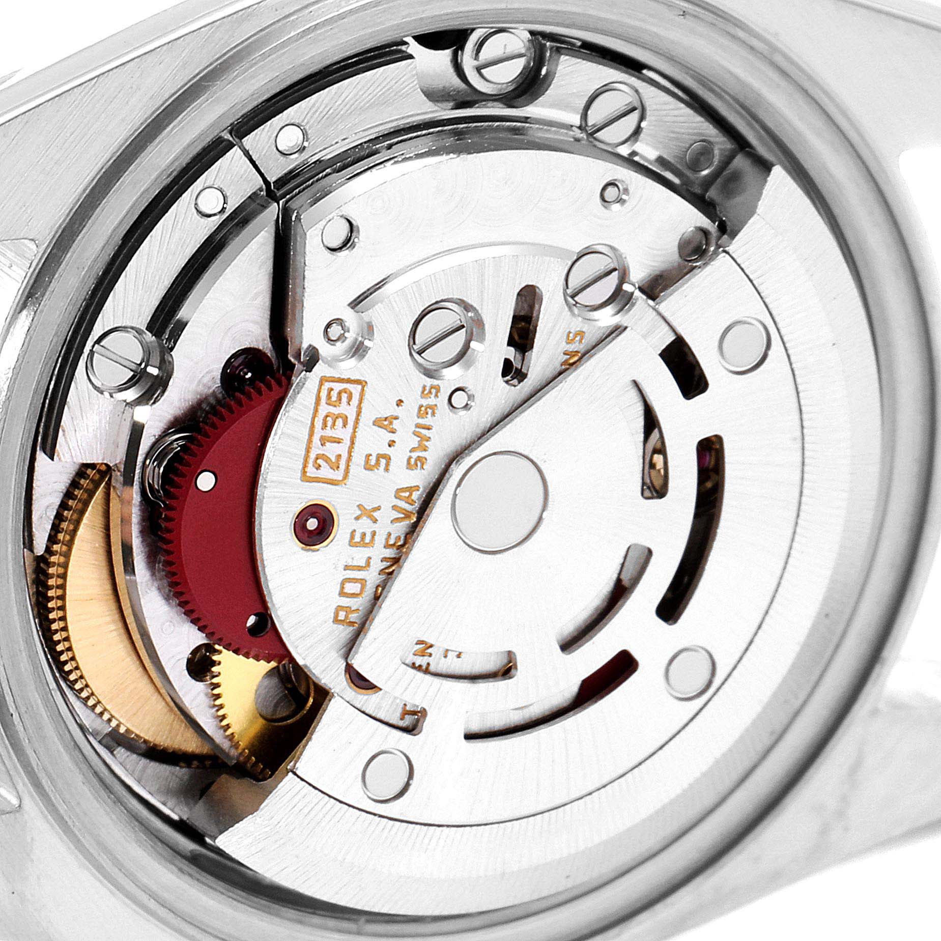 This close-up image shows the internal movement mechanism of a Rolex Datejust 69173 Women's Steel and Gold (two tone) Champagne Dial 69173 Women's Steel and Gold (two tone) Champagne Dial watch.