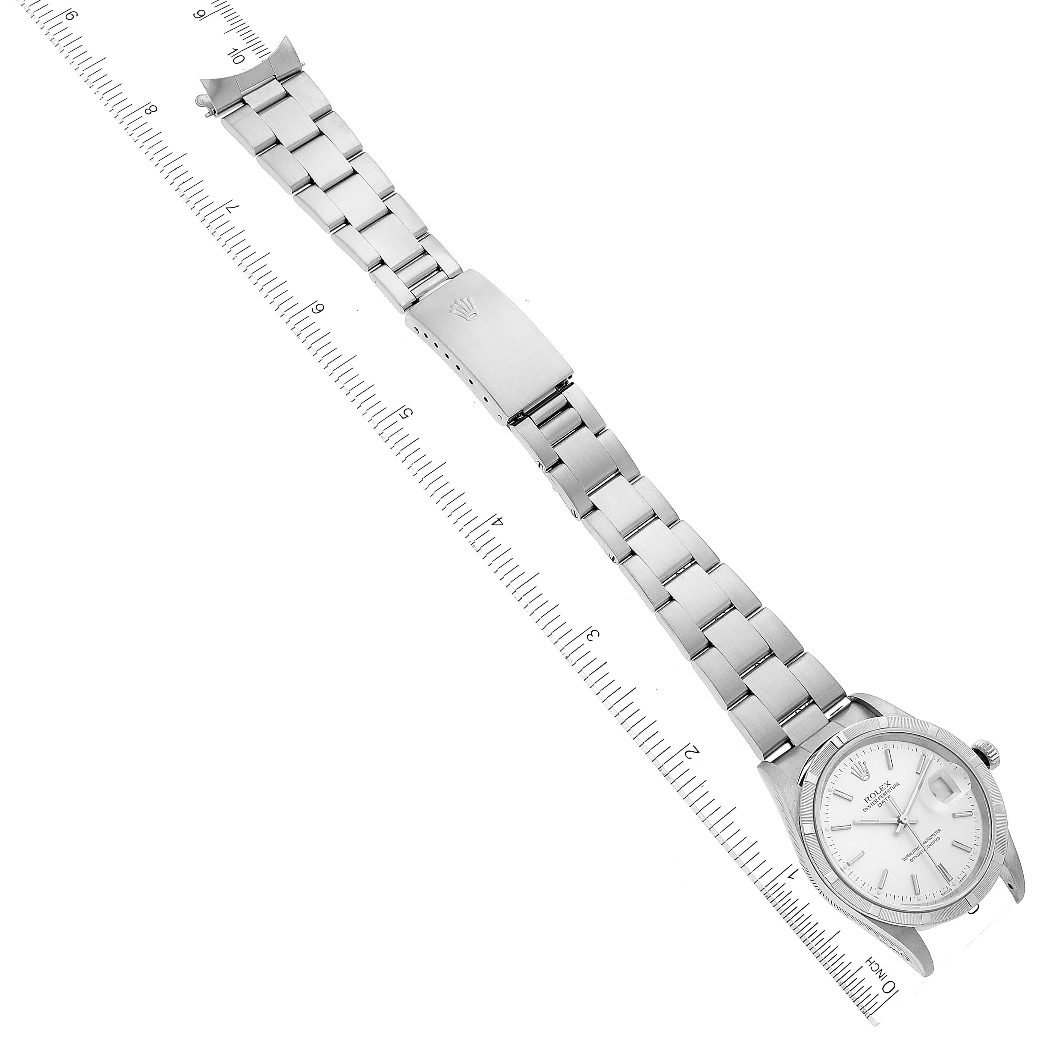 This image shows a full side view of the Rolex Air-King watch, including the face, bracelet, and clasp.