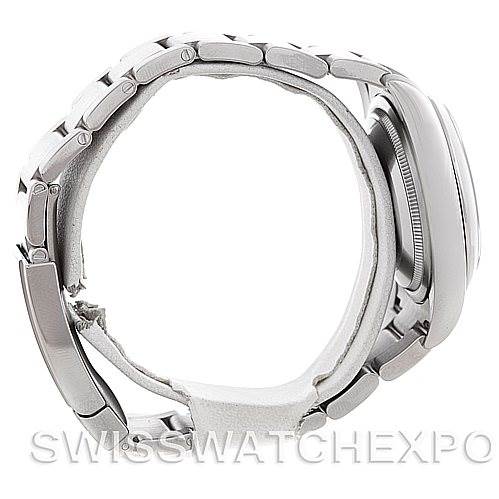 Side profile view of the Rolex Oyster Perpetual 116000 Men's Stainless Steel Silver Dial 116000 Men's Stainless Steel Silver Dial, showcasing the bracelet and case.