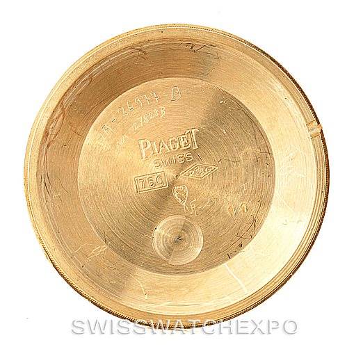 This image shows the inside of the case back of a Piaget 9035 Men's Yellow Gold White Dial 9035 Men's Yellow Gold White Dial 18K Yellow Gold Mechanical Men's Watch 9035 model.