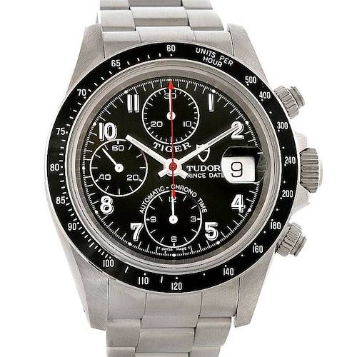 The image shows a front view of a Tudor Prince model watch displaying the dial, bezel, and part of the bracelet.