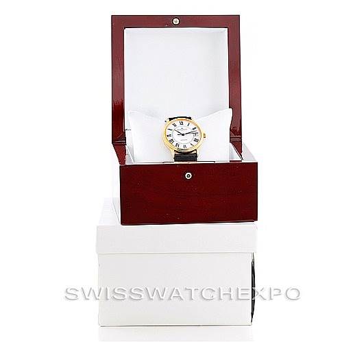 The Baume & Mercier Classima MV045075 Men's Yellow Gold White Dial MV045075 Men's Yellow Gold White Dial watch is displayed at a front angle, housed in an open, dark wooden box atop a white box.