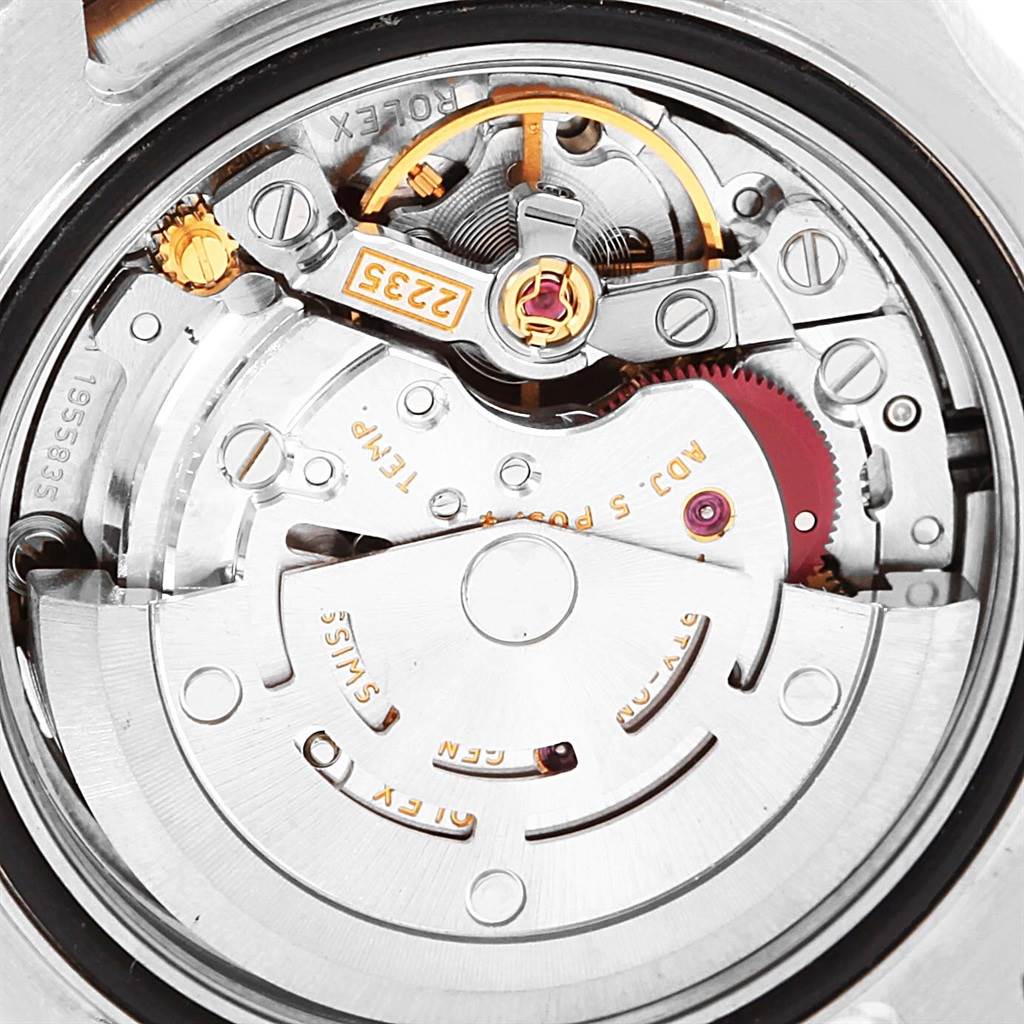 This image shows the back view of the Rolex Yacht-Master 169623 Women's Steel and Gold (two tone) White Dial 169623 Women's Steel and Gold (two tone) White Dial watch, highlighting its intricate internal movement components.