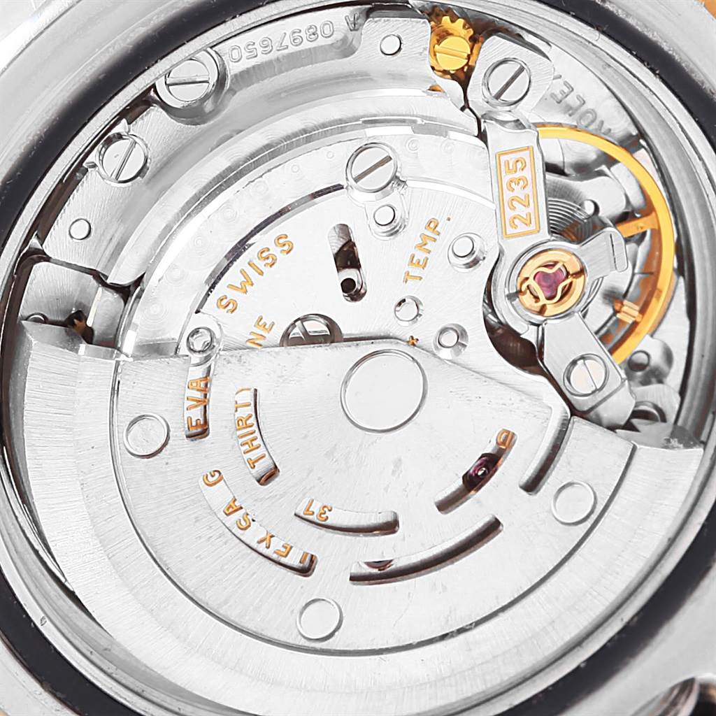 This image shows a close-up view of the internal movement mechanism of a Rolex Yacht-Master 169623 Women's Steel and Gold (two tone) White Dial 169623 Women's Steel and Gold (two tone) White Dial watch.