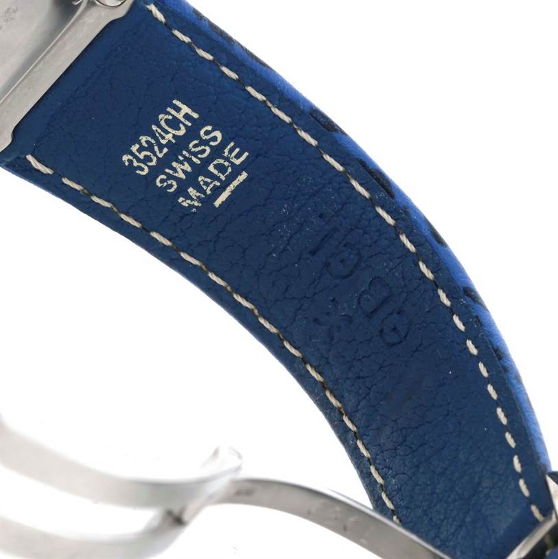 The image shows the inside of the blue strap of the Ebel 9137241 Stainless Steel Silver Dial 9137241 Stainless Steel Silver Dial Le Modulor Automatic Chronograph 9137241 watch.