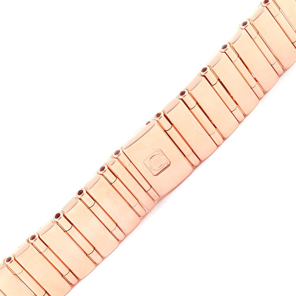 This image shows the rose gold bracelet of the Omega 1140.79.00 Women's Rose Gold Mother of Pearl Dial 1140.79.00 Women's Rose Gold Mother of Pearl Dial Constellation Iris My Choice Ladies Watch 1140.79 model.
