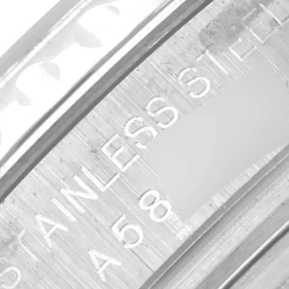 The image shows a close-up of the inner case back or rehault of a Rolex Yacht-Master 169622 Women's Stainless Steel Silver Dial 169622 Women's Stainless Steel Silver Dial, highlighting the "STAINLESS STEEL" engraving.