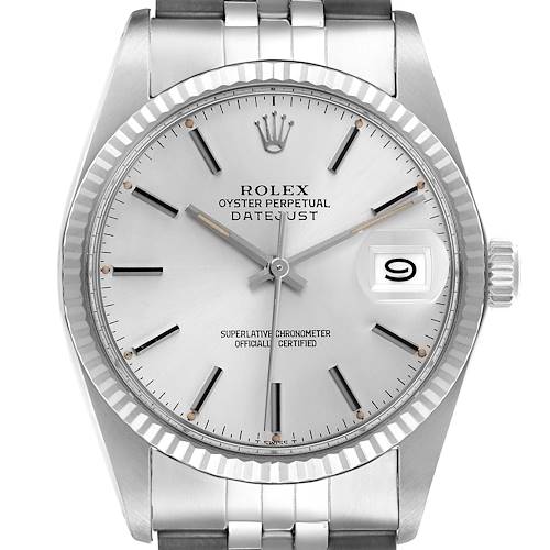 The Rolex Vintage Collection 16014 Men's Stainless Steel Silver Dial 16014 Men's Stainless Steel Silver Dial model is shown from a front angle, highlighting the dial, bezel, and bracelet.