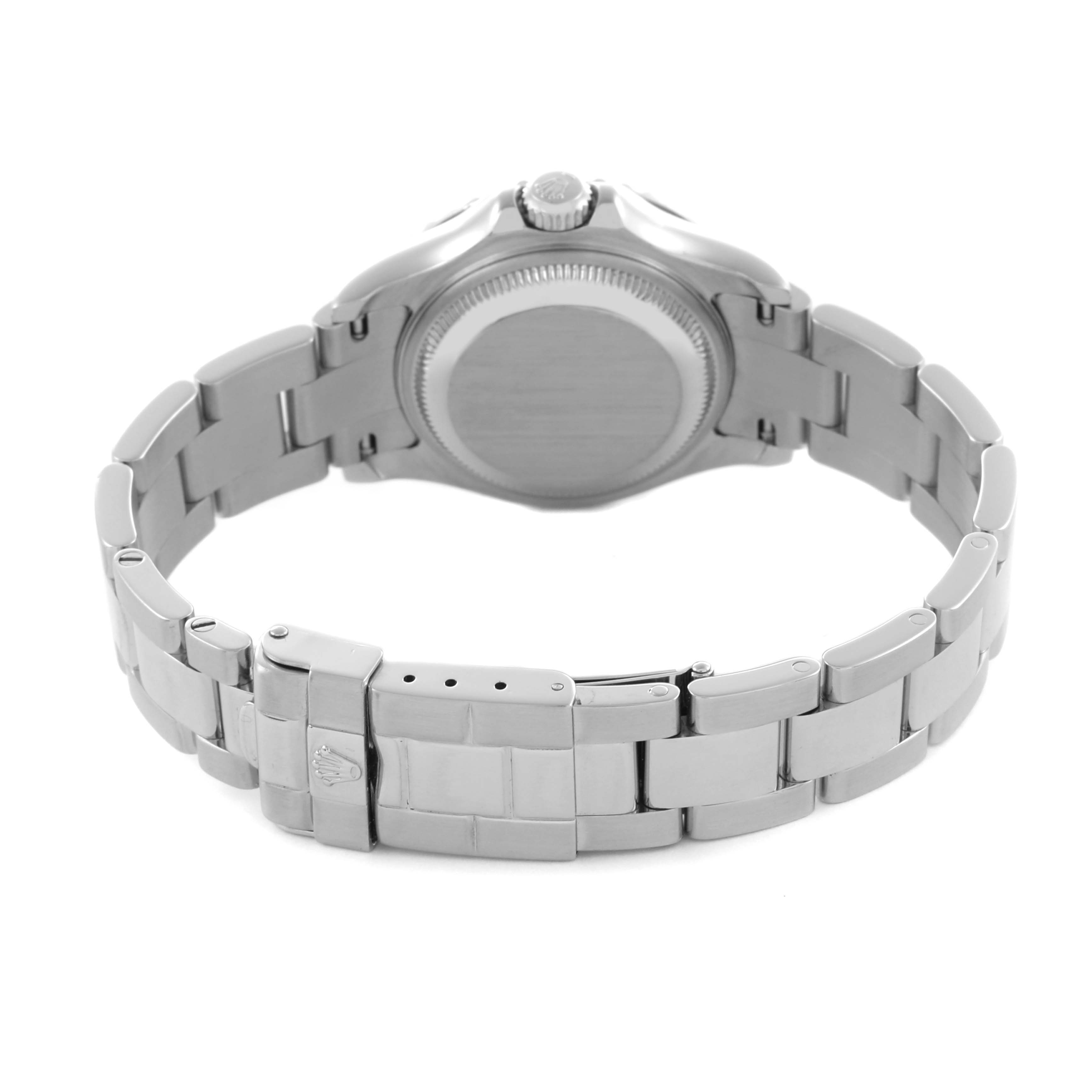 The image shows the back view of a Rolex Yacht-Master 169622 Women's Stainless Steel Silver Dial 169622 Women's Stainless Steel Silver Dial watch, highlighting the bracelet and clasp.