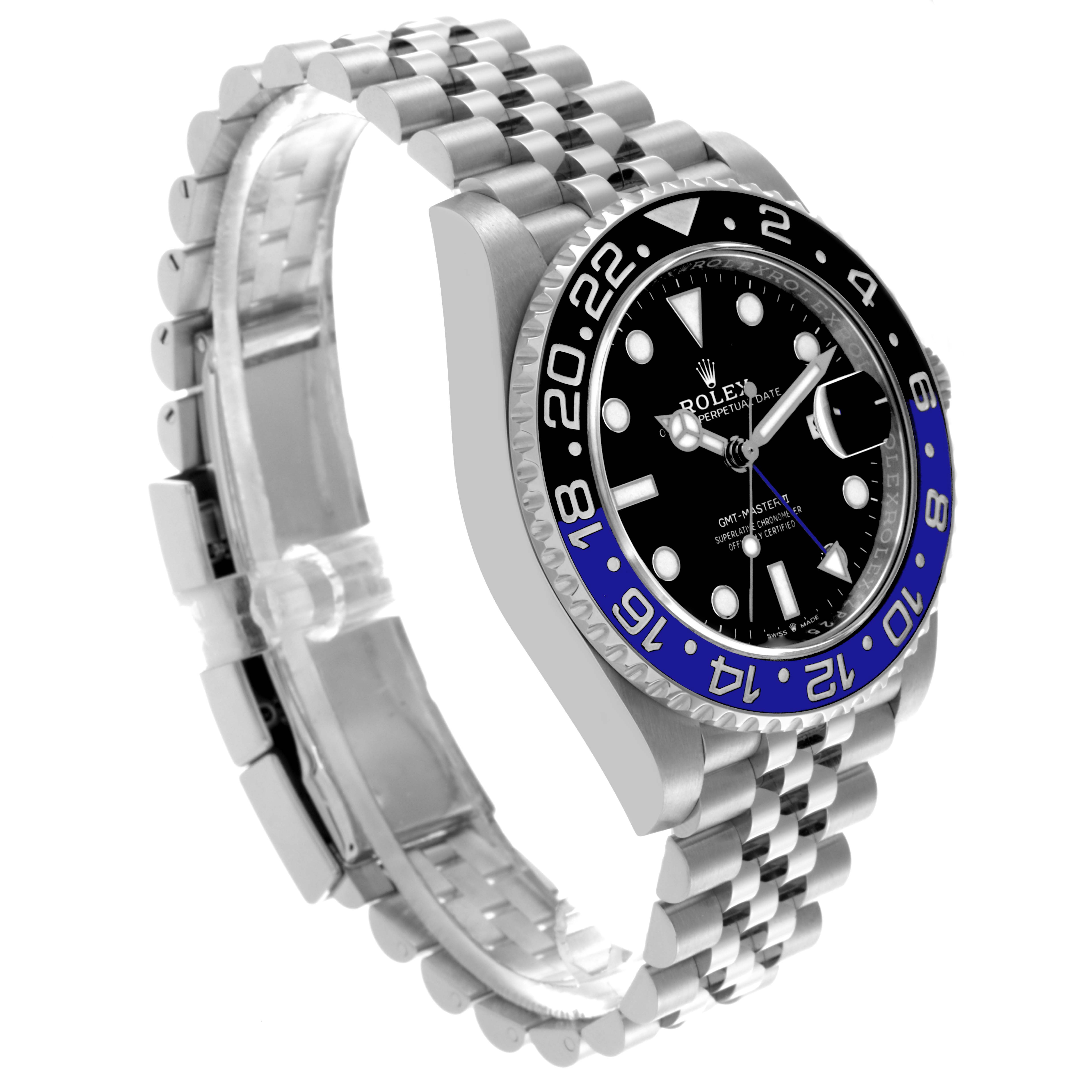 The Rolex GMT-Master 68251 Men's Stainless Steel Black Dial 68251 Men's Stainless Steel Black Dial watch is shown at a three-quarter angle, highlighting the bezel, face, and bracelet.