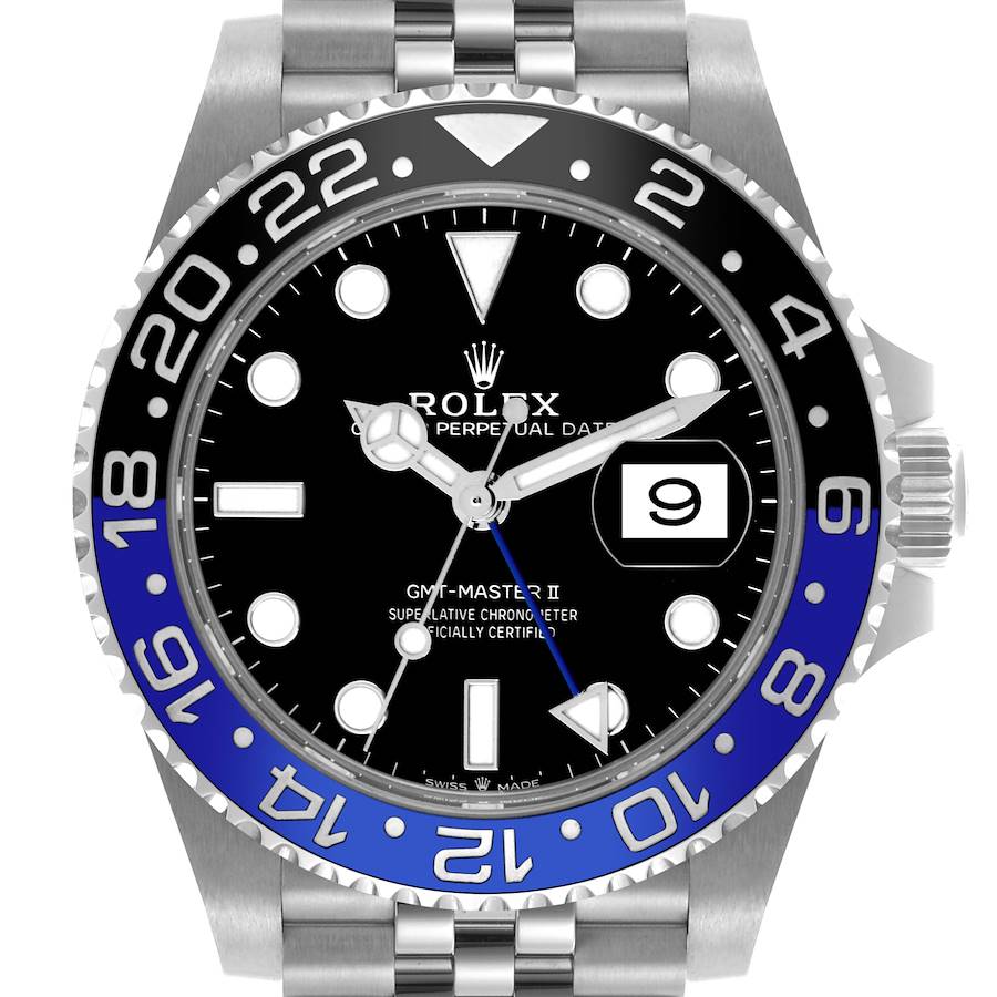 The image shows a Rolex GMT-Master 68251 Men's Stainless Steel Black Dial 68251 Men's Stainless Steel Black Dial II watch face directly, highlighting the bezel, dial, and date window.