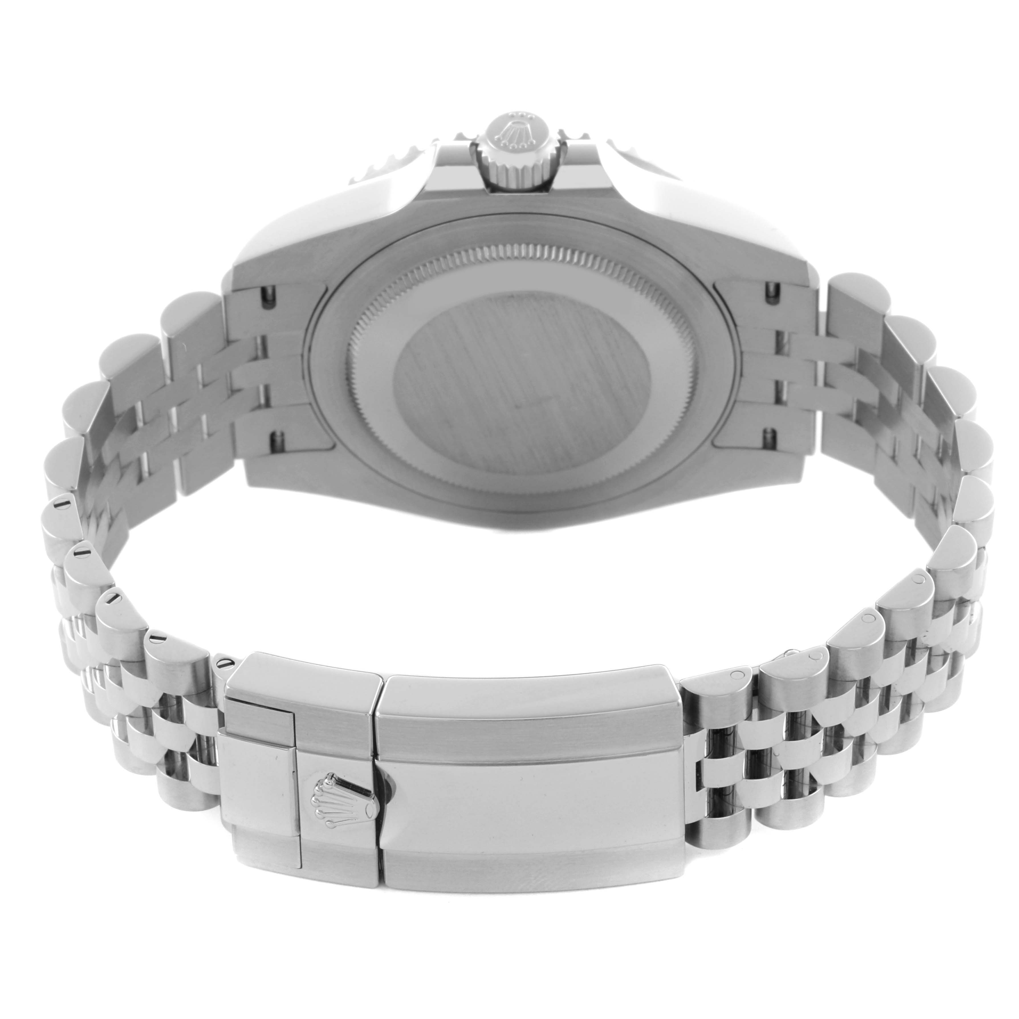 The image shows the back view of a Rolex GMT-Master 68251 Men's Stainless Steel Black Dial 68251 Men's Stainless Steel Black Dial watch, highlighting the bracelet and clasp.