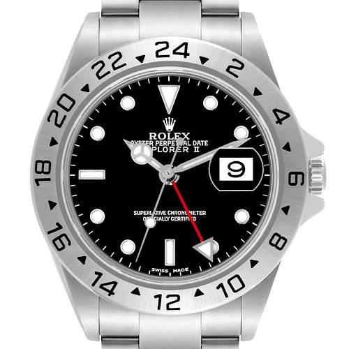 The Rolex Explorer 16570T Men's Stainless Steel Black Dial 16570T Men's Stainless Steel Black Dial model is shown from a front angle, displaying the dial, bezel, and part of the bracelet.