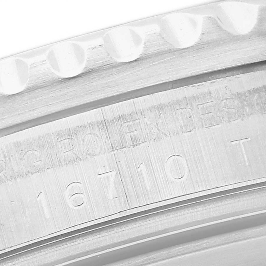 The image shows a close-up of the case side with the model number of the Rolex GMT-Master 16710 Men's Stainless Steel Black Dial 16710 Men's Stainless Steel Black Dial.