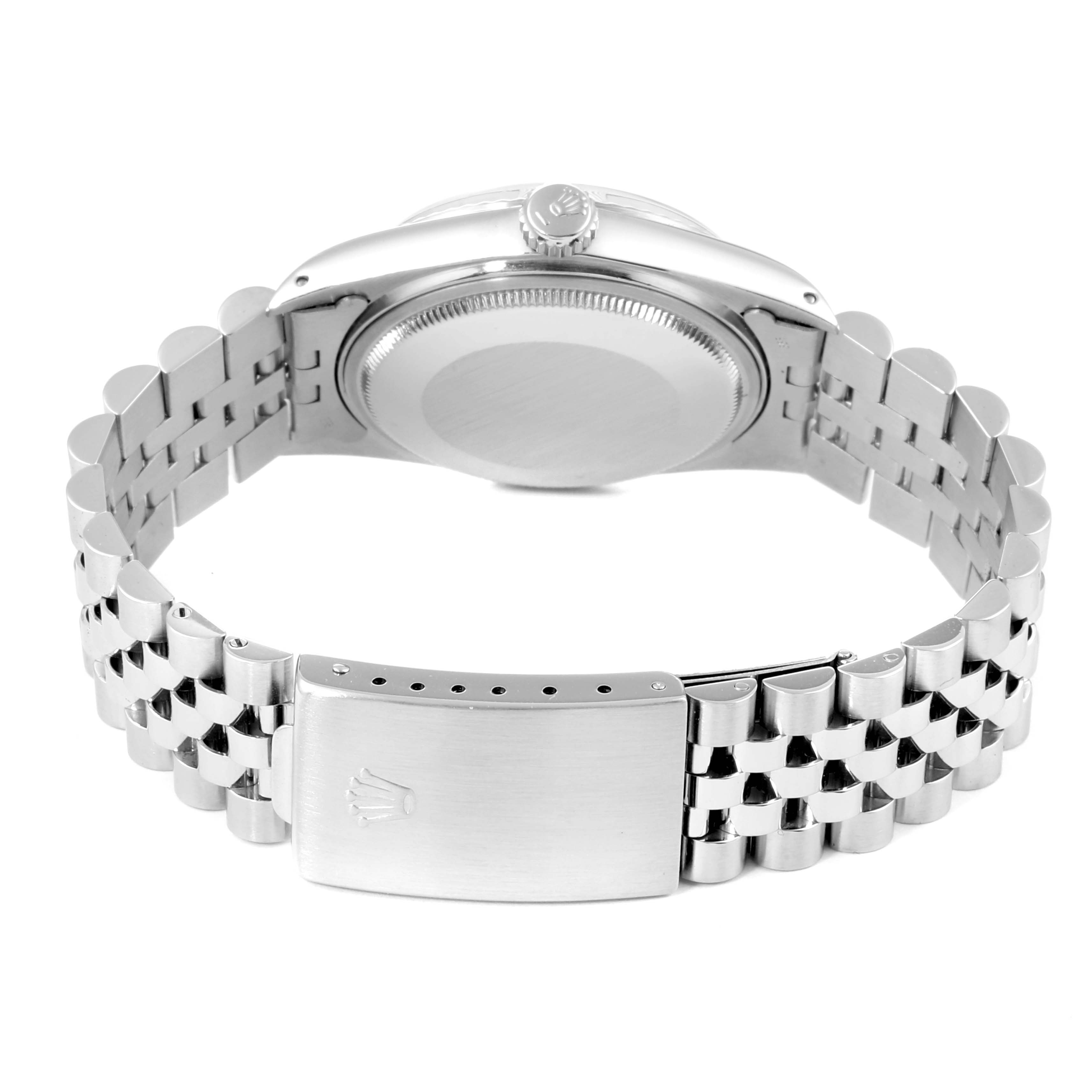 The image shows the back view of the Rolex Vintage Collection 16014 Men's Stainless Steel Silver Dial 16014 Men's Stainless Steel Silver Dial watch, highlighting the bracelet and clasp.