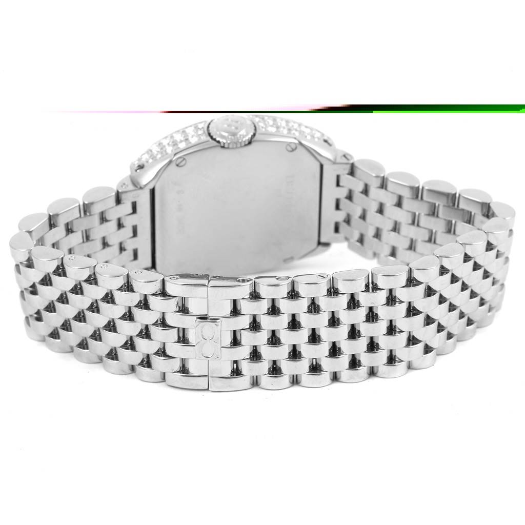 The image shows the back view of the Bedat 314.051.109 Women's Stainless Steel Silver Dial 314.051.109 Women's Stainless Steel Silver Dial No. 3 Stainless Steel Diamond Ladies Watch 314.051.109, highlighting the bracelet and clasp.