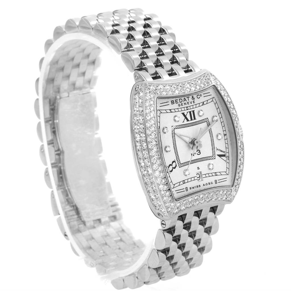 The No. 3 Stainless Steel Diamond Ladies Watch 314.051.109 by Bedat 314.051.109 Women's Stainless Steel Silver Dial 314.051.109 Women's Stainless Steel Silver Dial is shown at a three-quarter angle, highlighting its dial and bracelet.