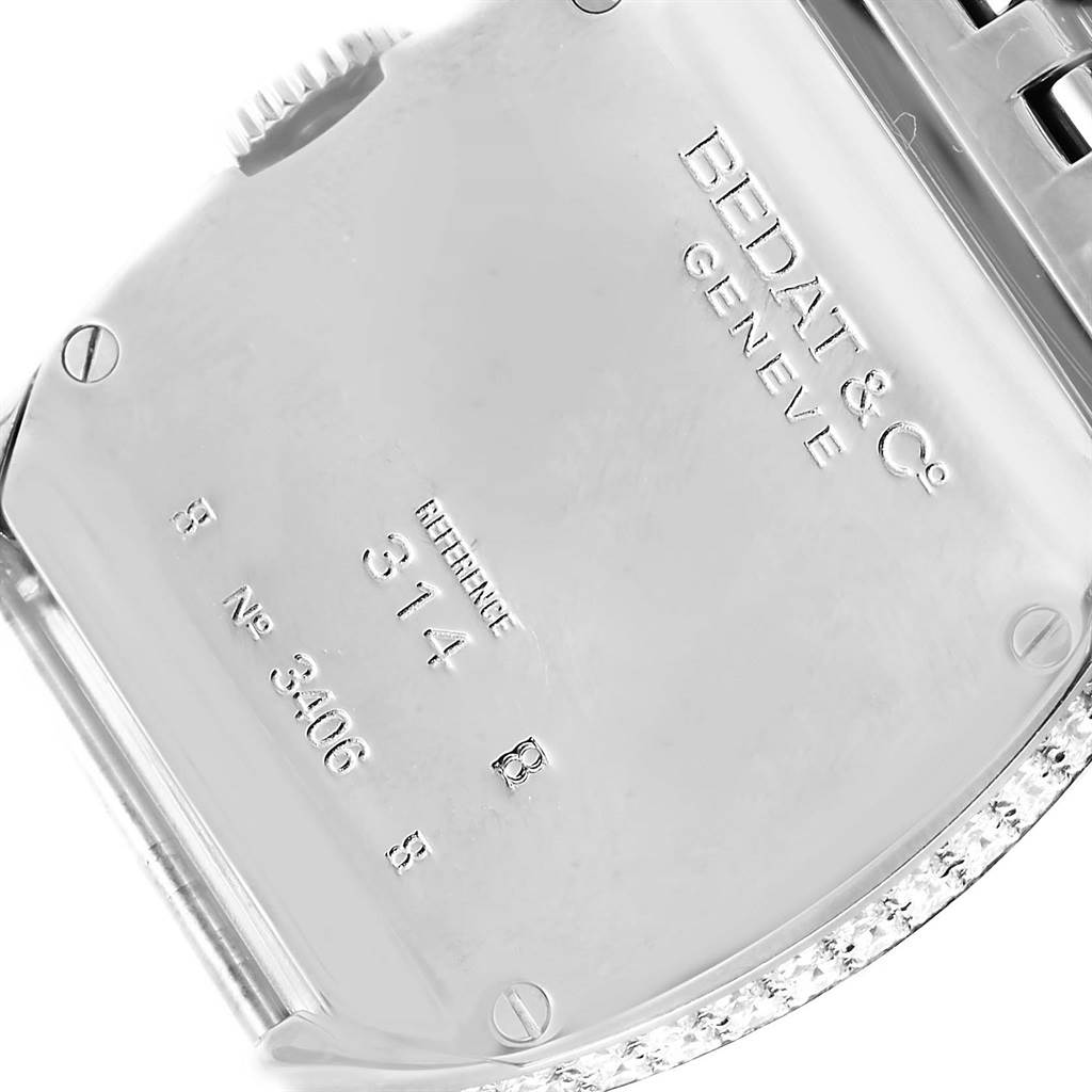 This image shows the back side of the Bedat 314.051.109 Women's Stainless Steel Silver Dial 314.051.109 Women's Stainless Steel Silver Dial No. 3 Stainless Steel Diamond Ladies Watch model 314.051.109.
