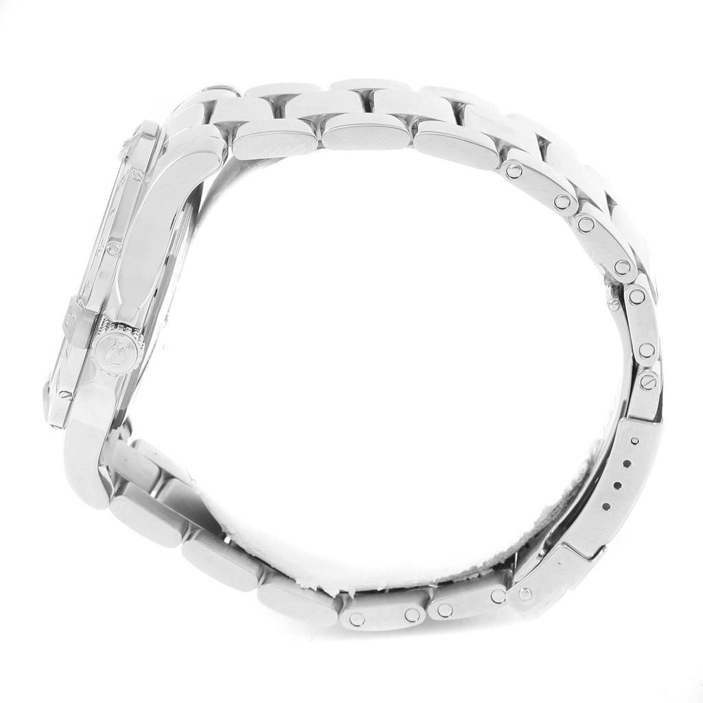 The image shows the side view of a Breitling Avenger A32390 Men's Stainless Steel Black Dial A32390 Men's Stainless Steel Black Dial watch, highlighting the metal bracelet and clasp.