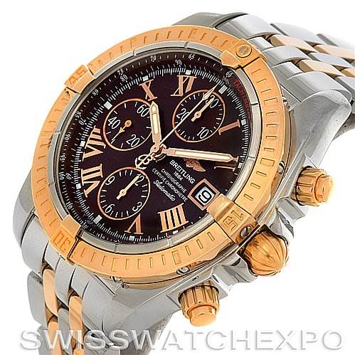 This image shows the front and right side of the Breitling Chronomat C1335611/K515-TT Men's Stainless Steel Burgundy Dial C1335611/K515-TT Men's Stainless Steel Burgundy Dial watch, highlighting the dial, bezel, crown, and pushers.