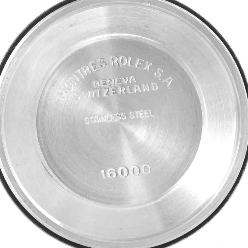 This image shows the inside case back of a Rolex Vintage Collection 16013 Men's Stainless Steel Champagne Dial 16013 Men's Stainless Steel Champagne Dial model watch, displaying its reference number and material.