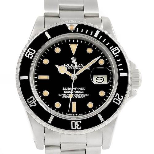 The Rolex Vintage Collection 16800 Men's Stainless Steel Black Dial 16800 Men's Stainless Steel Black Dial model watch is shown from a front angle, highlighting the dial, bezel, and bracelet.