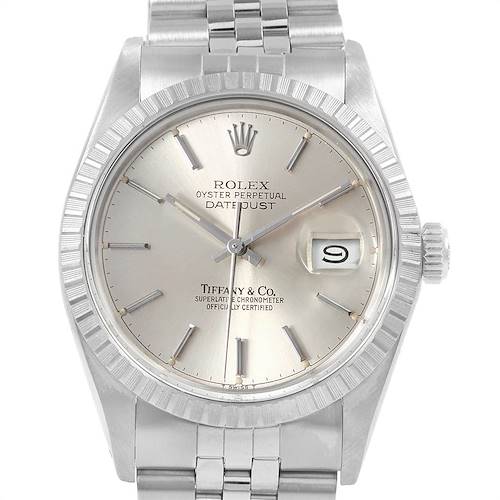 This image shows a close-up view of the Rolex Vintage Collection 16030 Men's Stainless Steel Silver Dial 16030 Men's Stainless Steel Silver Dial Oyster Perpetual Datejust, displaying the dial, bezel, and part of the bracelet.