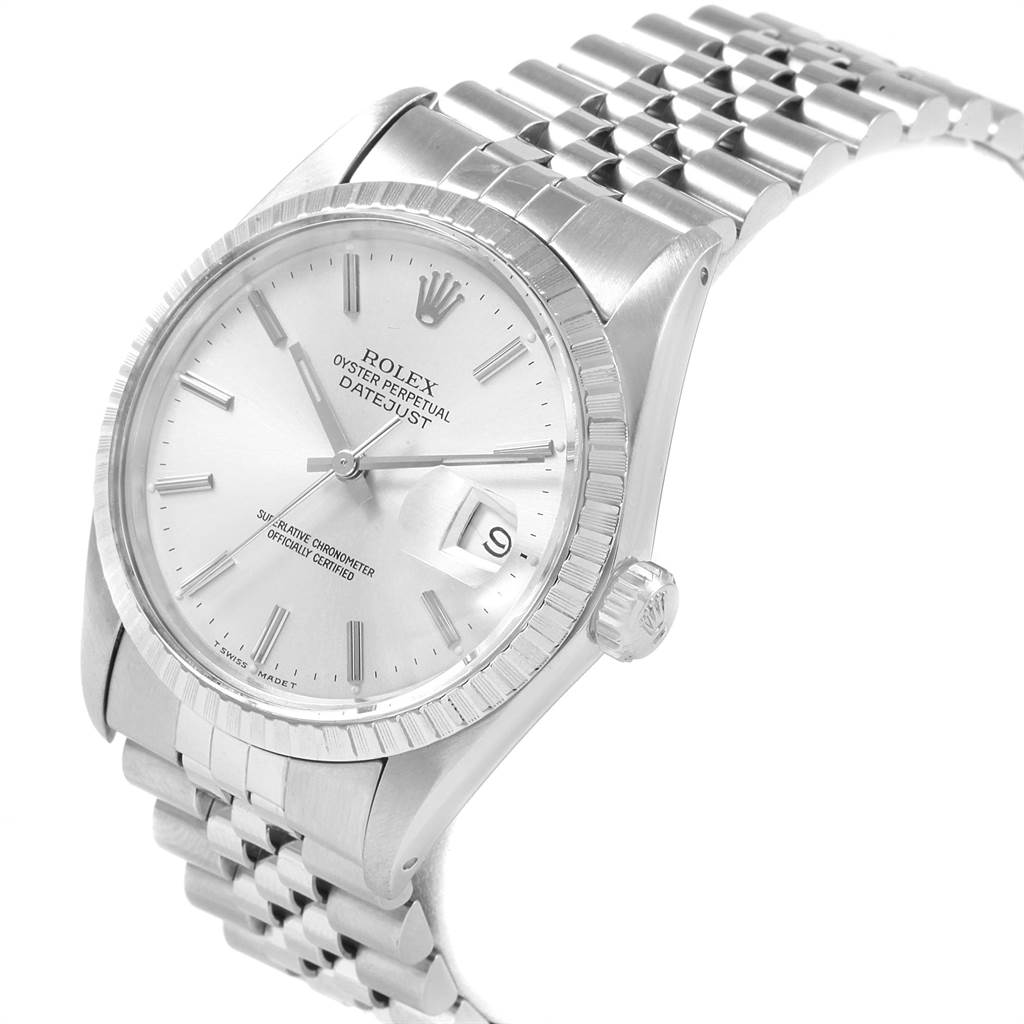 The Rolex Vintage Collection 16030 Men's Stainless Steel Silver Dial 16030 Men's Stainless Steel Silver Dial watch is shown at an angled close-up, highlighting its dial, bezel, case, and part of the bracelet.