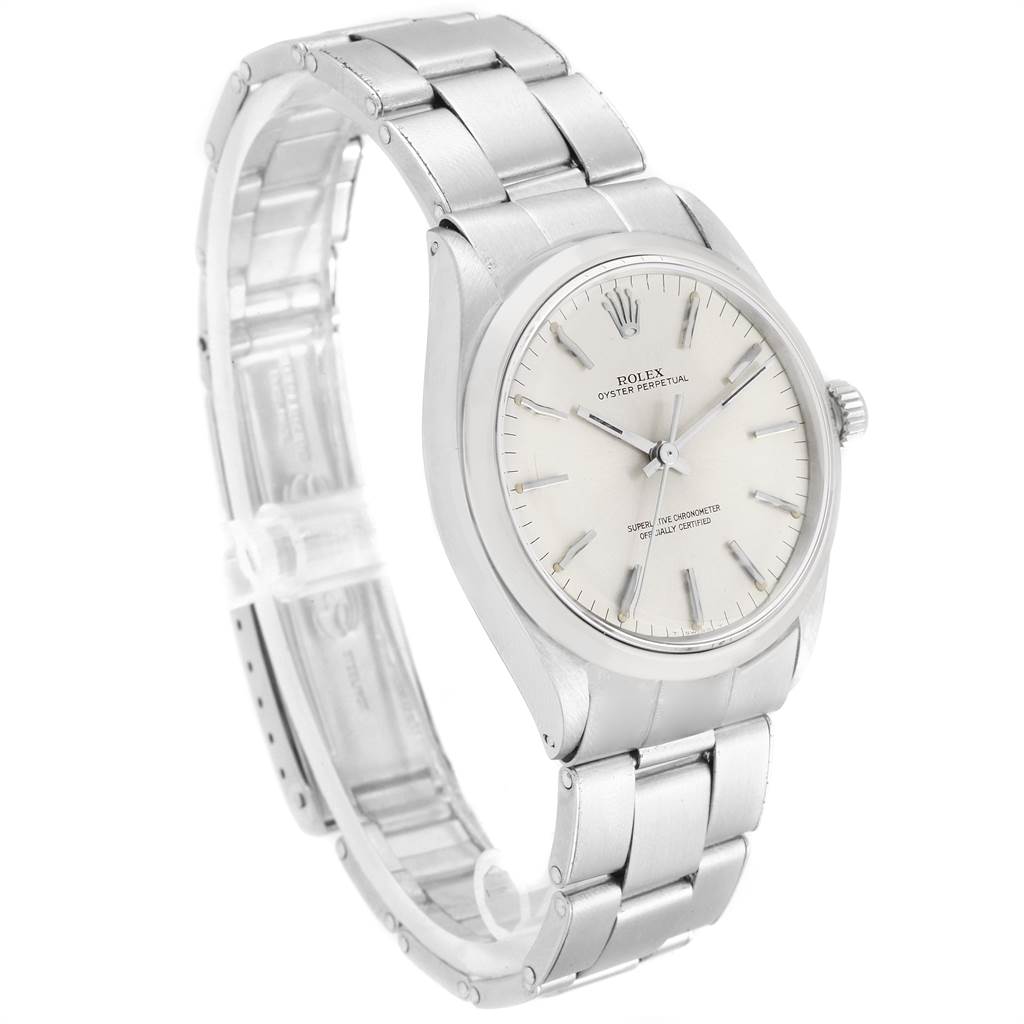 The image shows a side view of the Vintage Collection Rolex watch, focusing on the band and watch face.