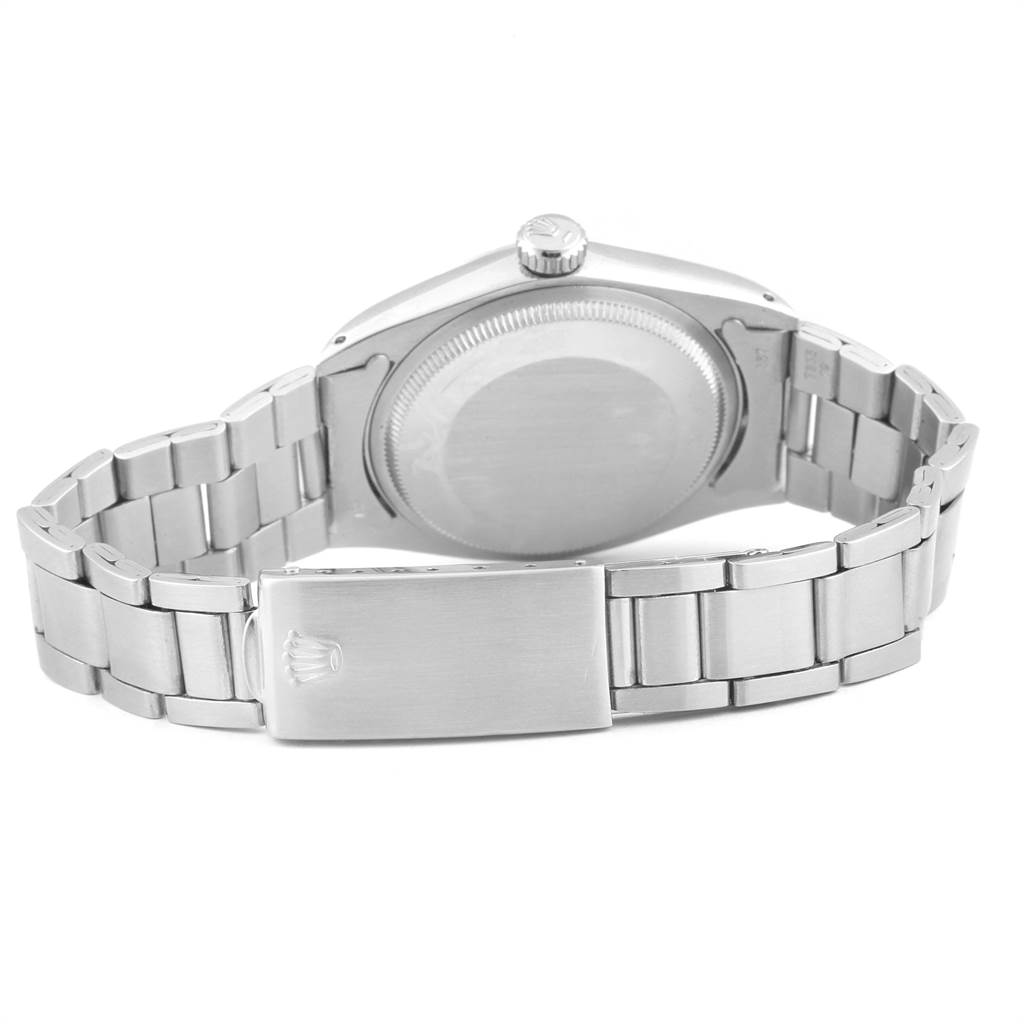 The image shows the back and bracelet of a Rolex Vintage Collection 1500 Men's Stainless Steel Silver Dial 1500 Men's Stainless Steel Silver Dial watch, highlighting the clasp and case back.