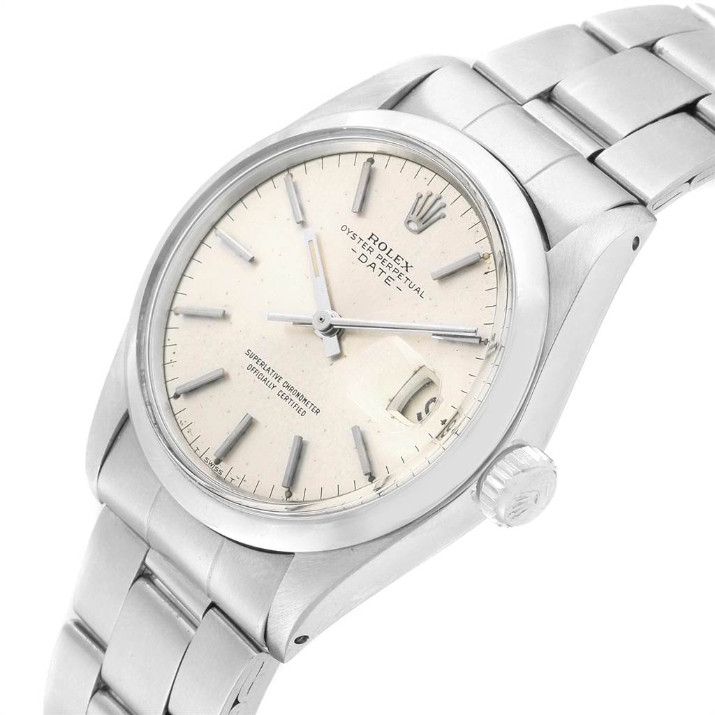 The Rolex Vintage Collection 1500 Men's Stainless Steel Silver Dial 1500 Men's Stainless Steel Silver Dial model is shown at an angled perspective, displaying its face, bezel, crown, and part of the bracelet.