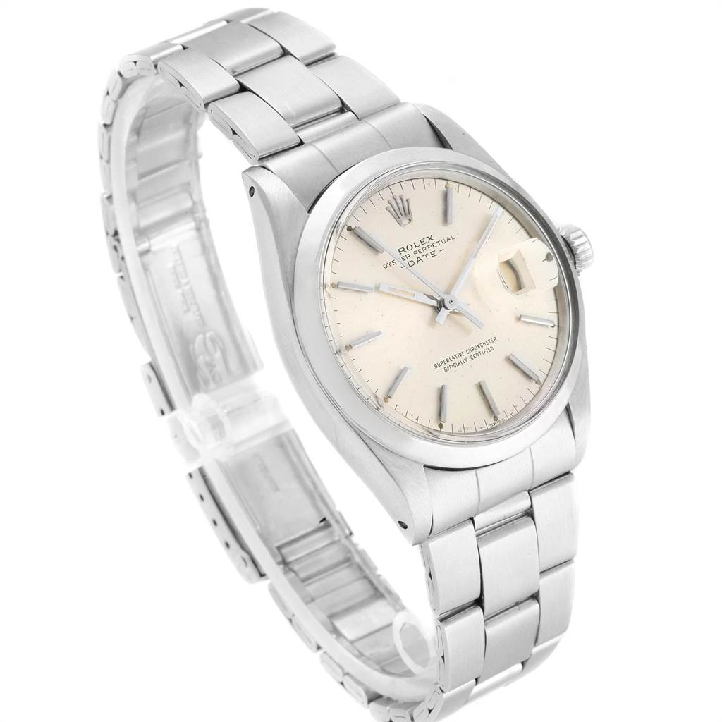 This image shows the Rolex Vintage Collection 1500 Men's Stainless Steel Silver Dial 1500 Men's Stainless Steel Silver Dial watch at a three-quarter angle, highlighting the face, bezel, bracelet, and crown.