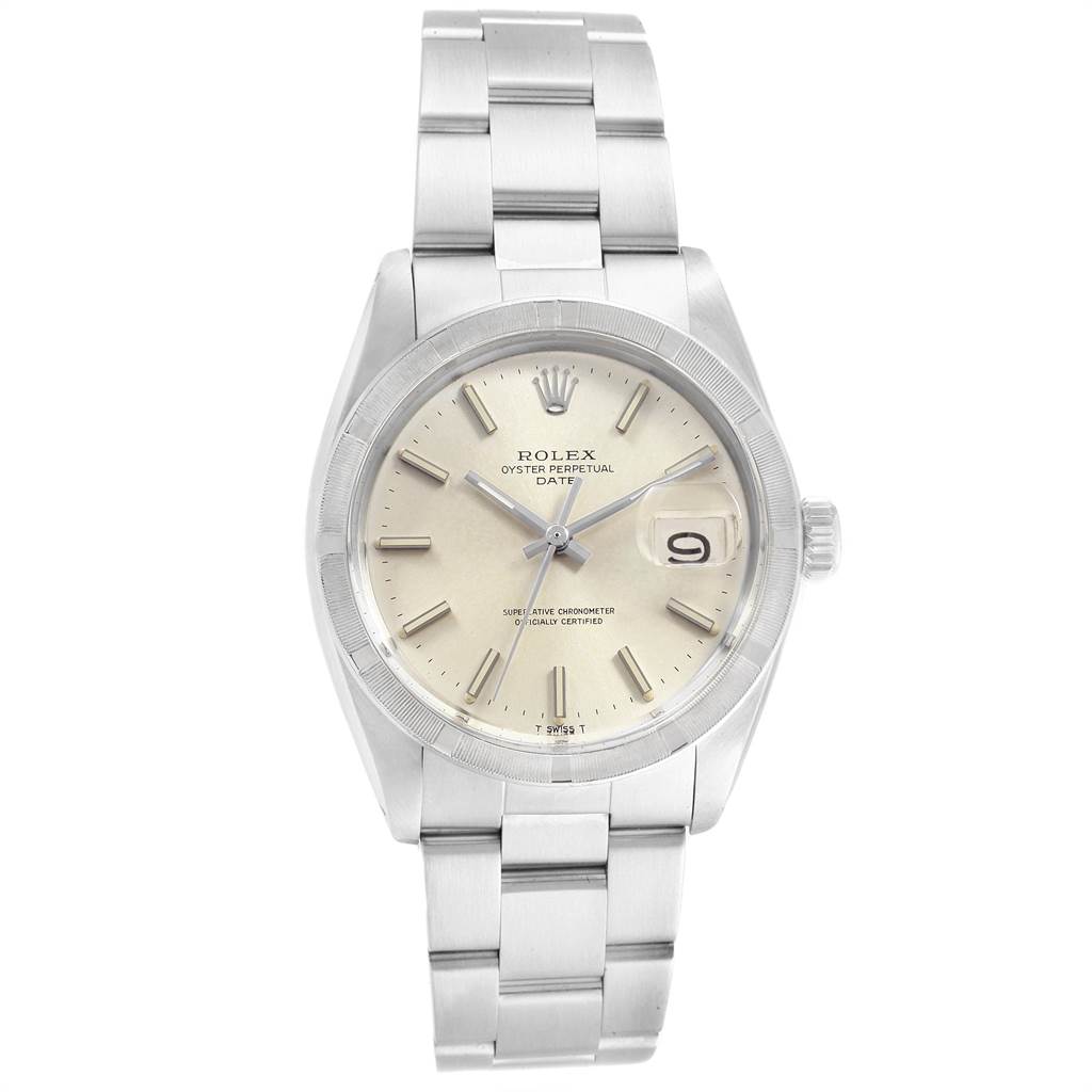 The Rolex Vintage Collection 1501 Men's Stainless Steel Silver Dial 1501 Men's Stainless Steel Silver Dial watch is displayed from a front angle, showing the dial, hour markers, and bracelet.