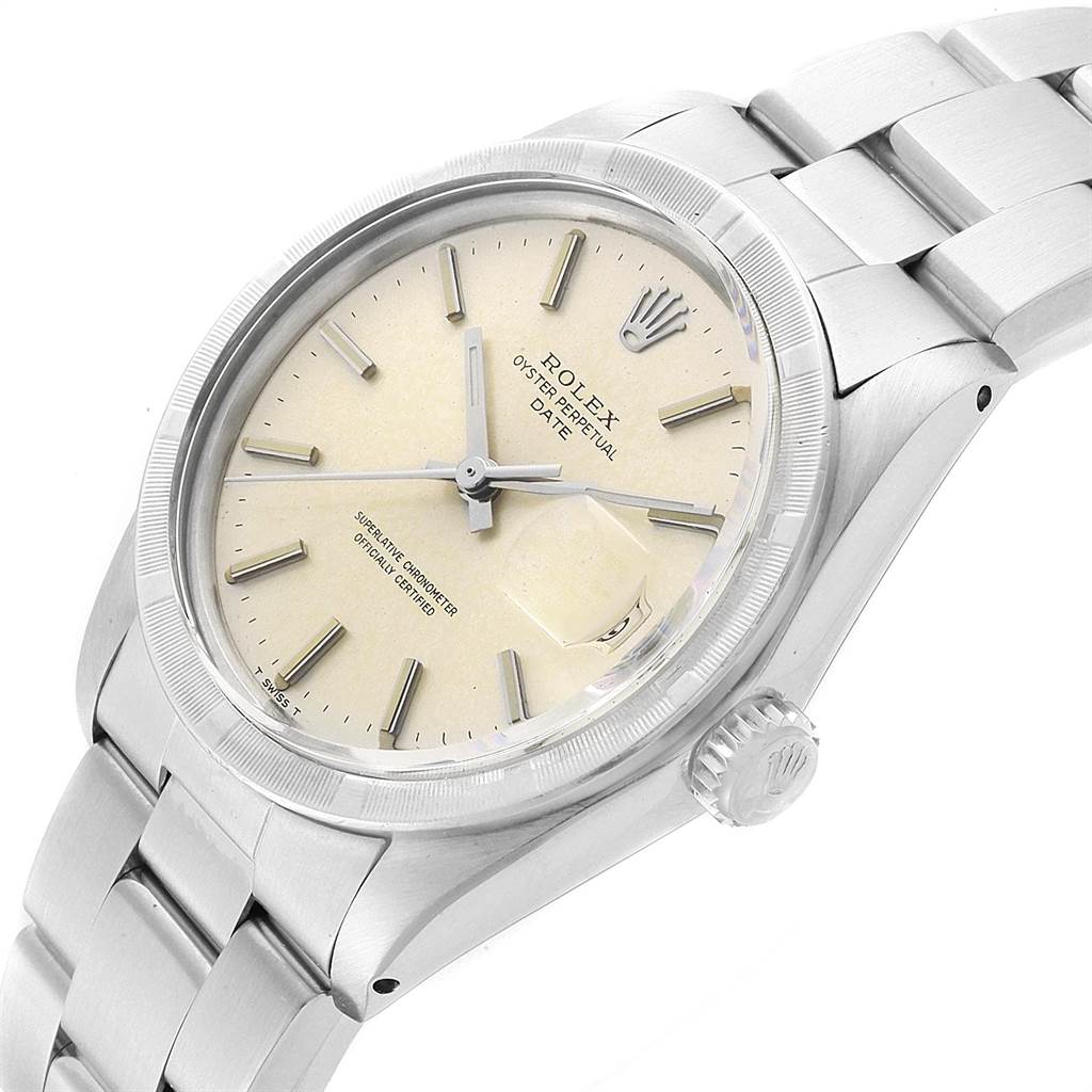 The Vintage Collection Rolex watch is shown at a slight angle featuring its dial, bezel, crown, and bracelet.