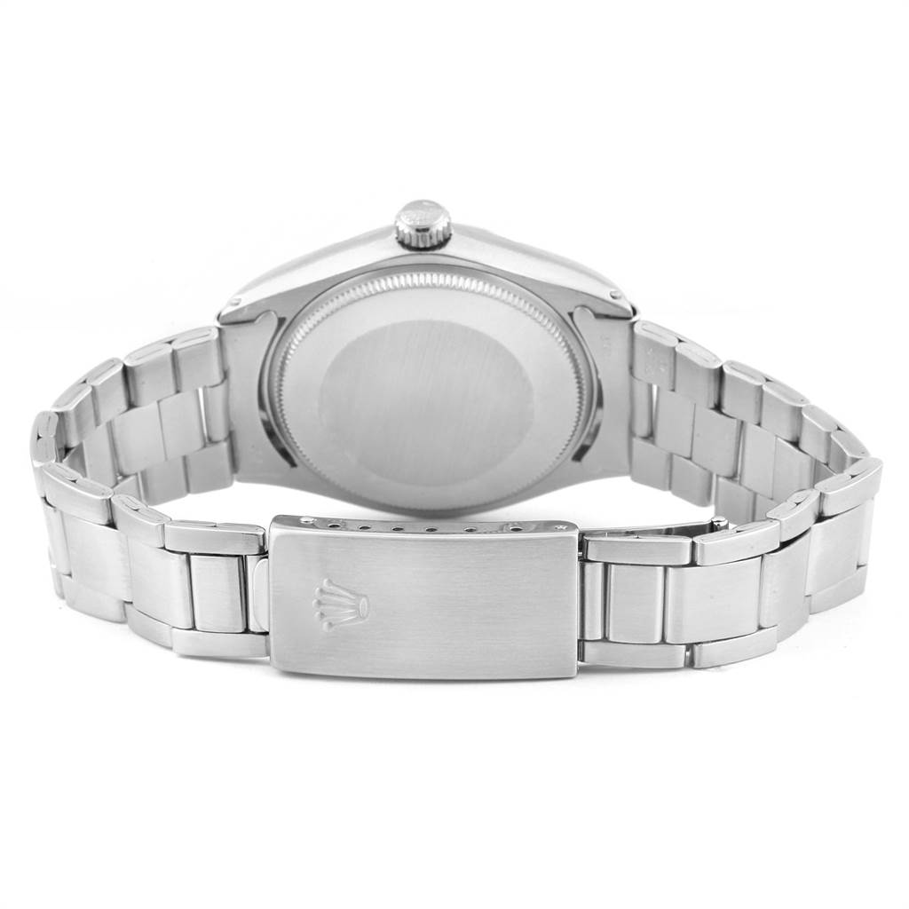 The image shows the back view of the Rolex Vintage Collection 1002 Men's Stainless Steel Silver Dial 1002 Men's Stainless Steel Silver Dial watch, highlighting the bracelet and clasp.