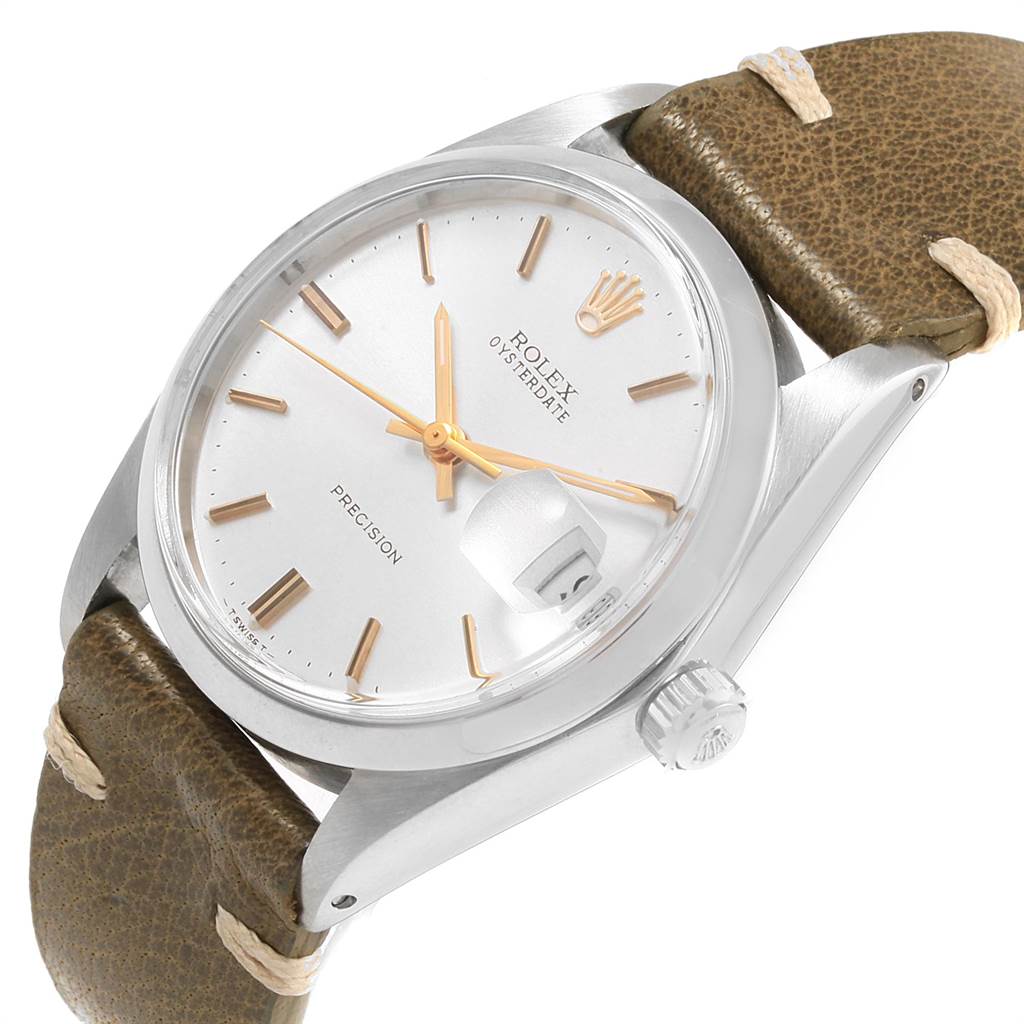 The image shows a Rolex Vintage Collection 6694 Men's Stainless Steel Silver Dial 6694 Men's Stainless Steel Silver Dial watch at a slight angle, highlighting the face, crown, and part of the strap.