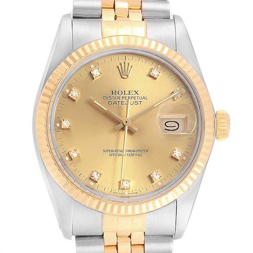 The Rolex Vintage Collection 16013 Men's Stainless Steel Champagne Dial 16013 Men's Stainless Steel Champagne Dial model is shown from a front angle, highlighting its face, bezel, crown, and bracelet.