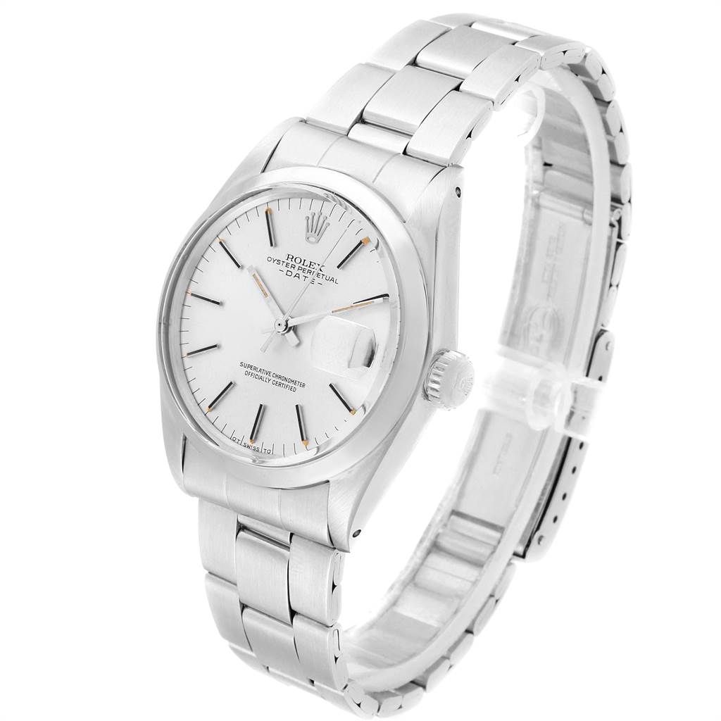 This Rolex Vintage Collection 1500 Men's Stainless Steel Silver Dial 1500 Men's Stainless Steel Silver Dial model watch is shown at a front angle, highlighting its dial, case, and stainless steel bracelet.