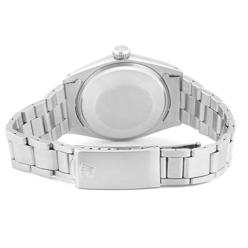 This image shows the back view of the Rolex Vintage Collection 1500 Men's Stainless Steel Silver Dial 1500 Men's Stainless Steel Silver Dial watch, highlighting the case back and bracelet.