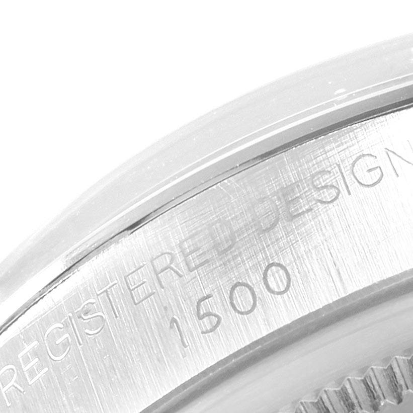 This image shows the engraved side detail and bezel of the Rolex Vintage Collection 1500 Men's Stainless Steel Silver Dial 1500 Men's Stainless Steel Silver Dial model, with the number "1500" visible.