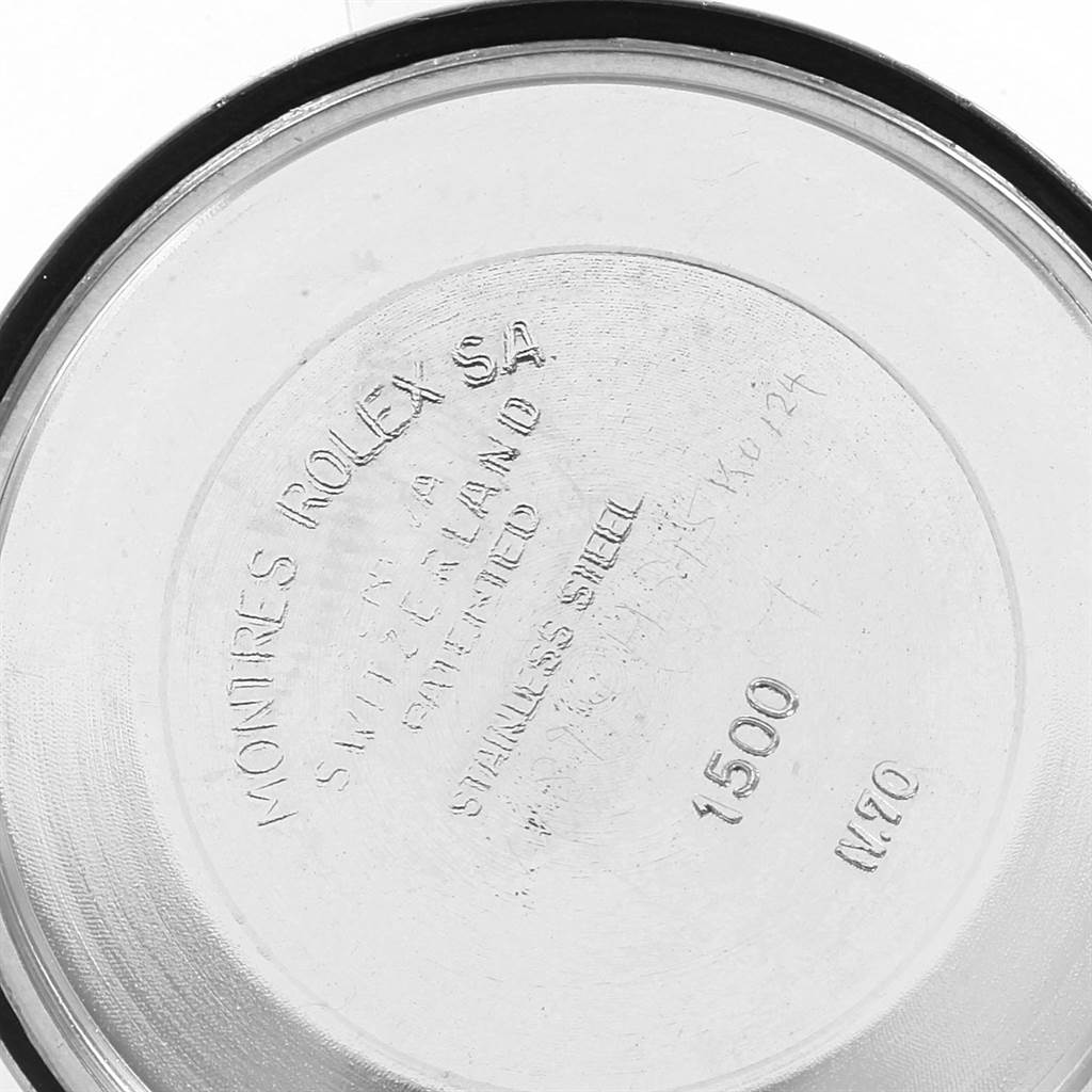 This image shows the inner back case of a Vintage Collection Rolex watch, model number 1500.