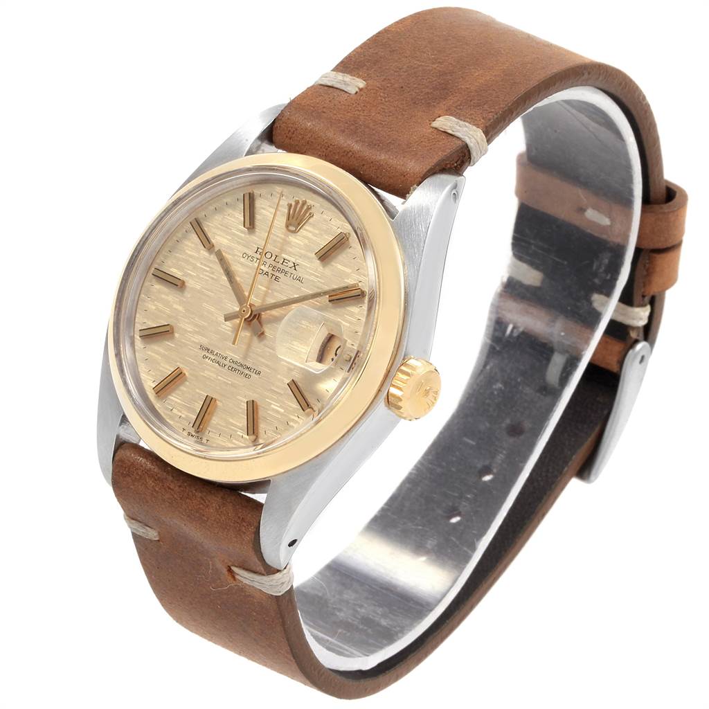 The Rolex Vintage Collection 1500 Men's Stainless Steel Silver Dial 1500 Men's Stainless Steel Silver Dial watch is shown from a front angle, displaying its face, bezel, crown, and leather strap.