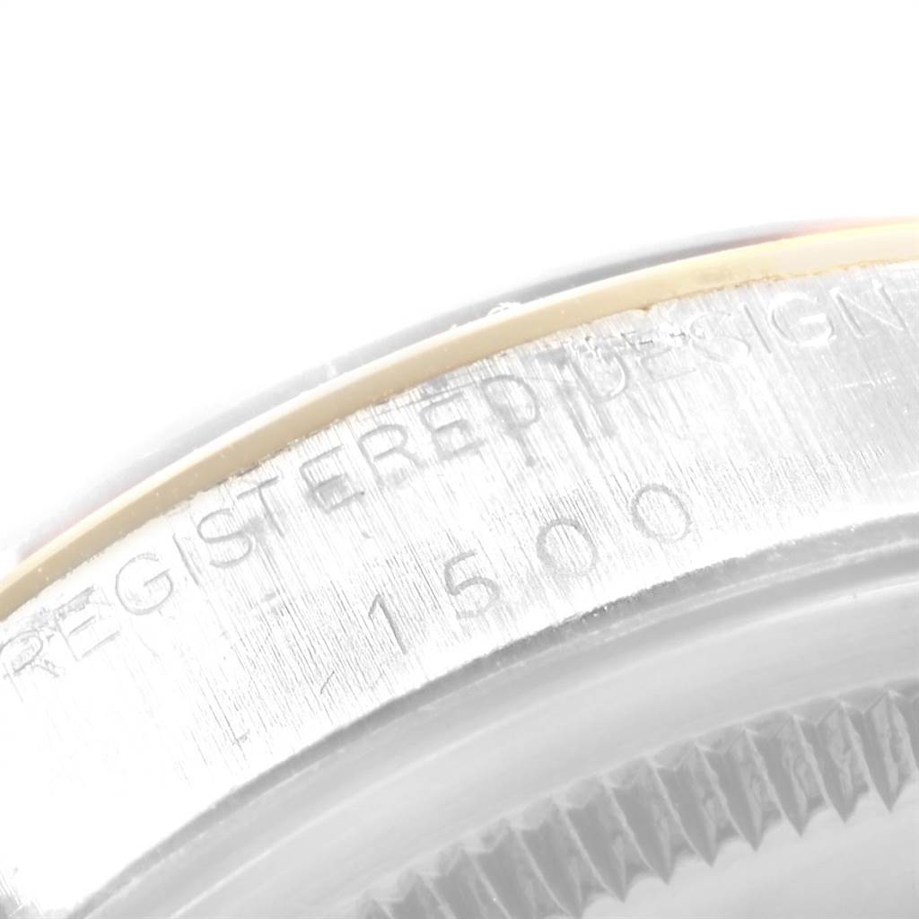 This image shows a close-up of the case edge and model engraving of the Rolex Vintage Collection 1500 Men's Stainless Steel Silver Dial 1500 Men's Stainless Steel Silver Dial watch.