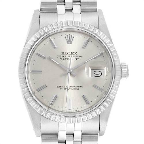 The Rolex Vintage Collection 16030 Men's Stainless Steel Silver Dial 16030 Men's Stainless Steel Silver Dial model is shown from a top-down angle, displaying the dial, hands, date window, and part of the bracelet.