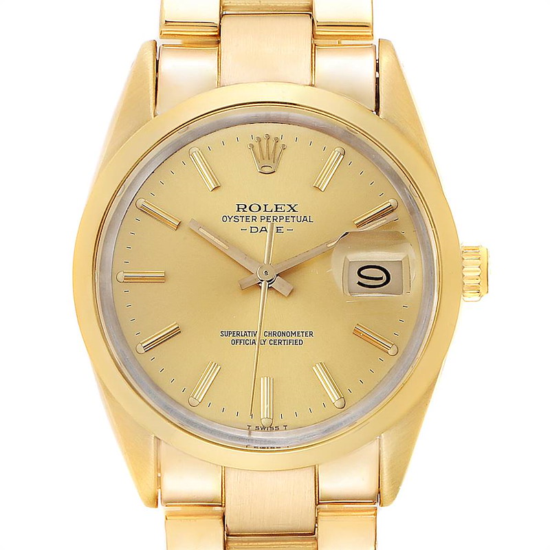 The Rolex Vintage Collection 15505 Men's Champagne Dial 15505 Men's Champagne Dial watch is shown from a front angle, highlighting its dial, hands, and bracelet.