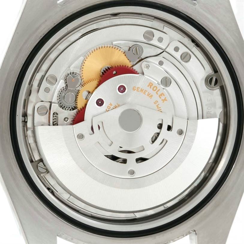 This image shows the internal mechanism of the Rolex Datejust 41 116300 Men's Stainless Steel Black Dial 116300 Men's Stainless Steel Black Dial watch, viewed from the back.