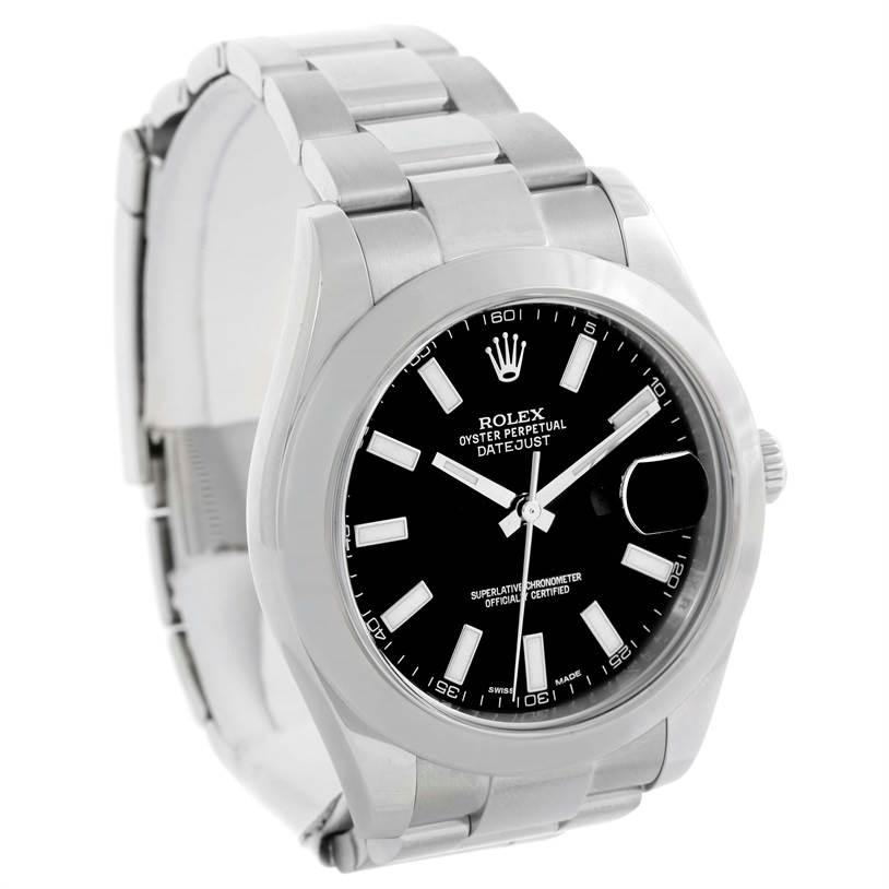 The image shows a Rolex Datejust 41 116300 Men's Stainless Steel Black Dial 116300 Men's Stainless Steel Black Dial watch at a slight angle, displaying the face, bezel, bracelet, and crown.