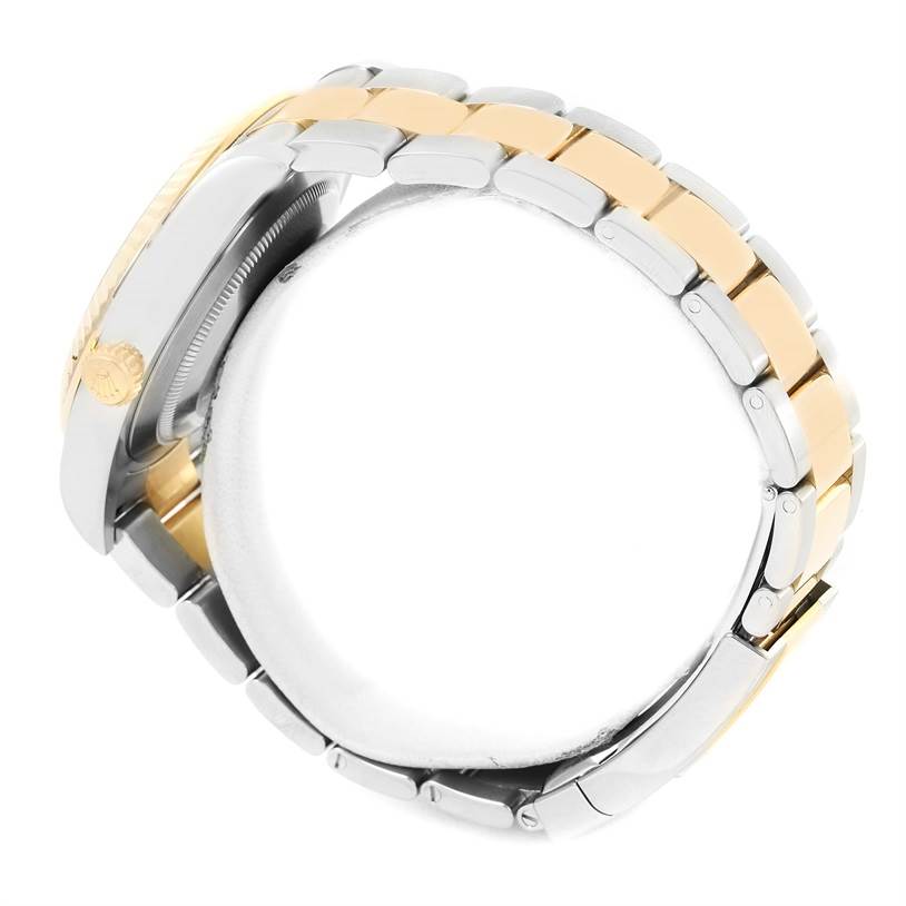 The image shows a side view of the Rolex Datejust 41 116333 Men's Steel and Gold (two tone) Grey Dial 116333 Men's Steel and Gold (two tone) Grey Dial watch, highlighting the side profile and its two-tone bracelet.