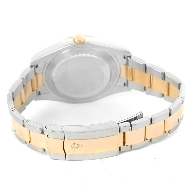 The image shows the case back and bracelet clasp of a Rolex Datejust 41 116333 Men's Steel and Gold (two tone) Grey Dial 116333 Men's Steel and Gold (two tone) Grey Dial watch, viewed from the back.
