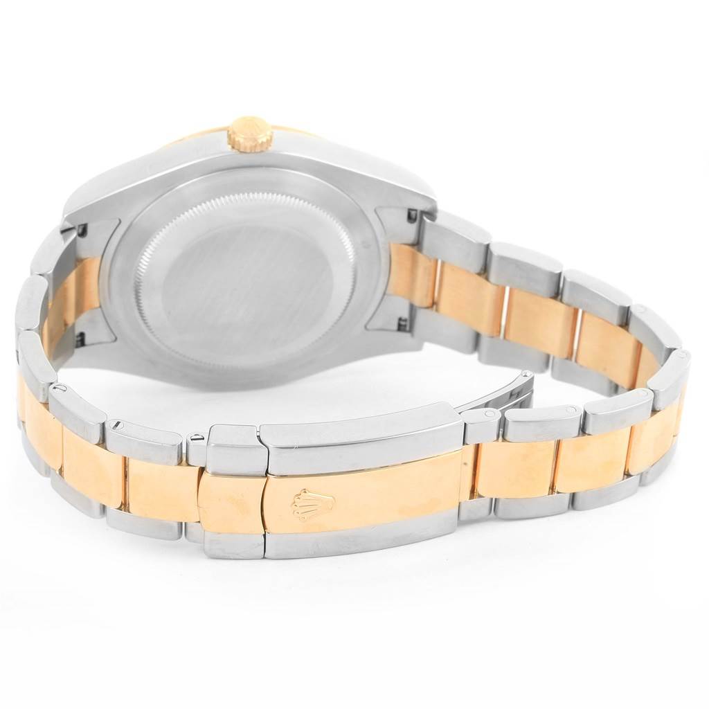 This image shows the back and clasp of a Rolex Datejust 41 116333 Men's Steel and Gold (two tone) Beige Dial 116333 Men's Steel and Gold (two tone) Beige Dial watch, with a two-tone bracelet.